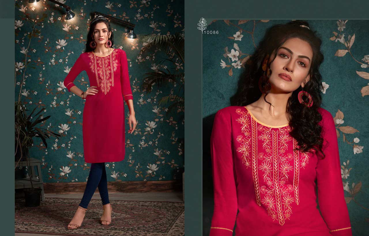 Lily Vol-16 Kajree Rayon Embroidery Wholesale Kurti Lily Vol-16 Kajree Rayon Embroidery Wholesale Kurti